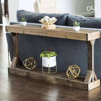 under sofa height table rustic style طاولة خشب كونسول