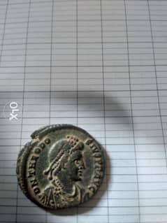 Roman Ancient bronze coin for Emperor Theodosius I year 383 AD.