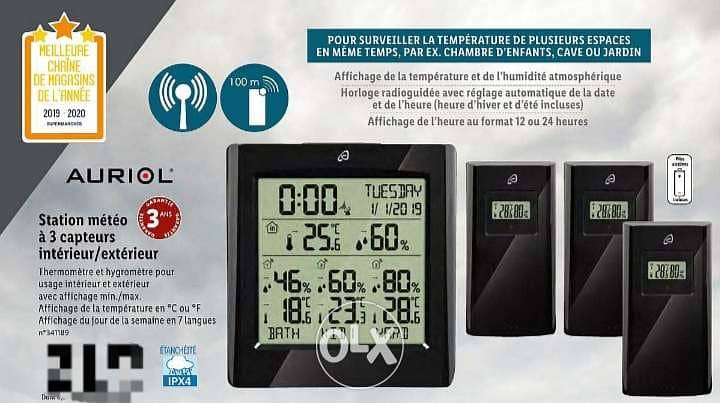 AURIOL® 4- LD5380, Station météo radioguidée, 2$ delivery 7