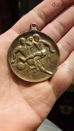 Vintage brass football medal 0