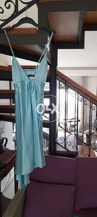 Silk blue dress فستان حرير 1