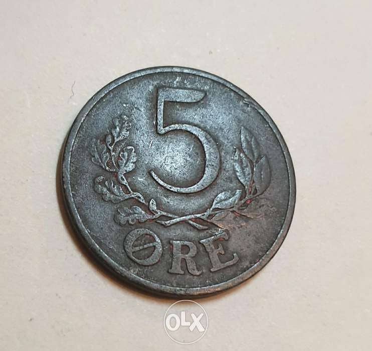 1943 Danmark 5 Ore زنك ٥ اوري الدنمارك فترة احتلال المانيا 1