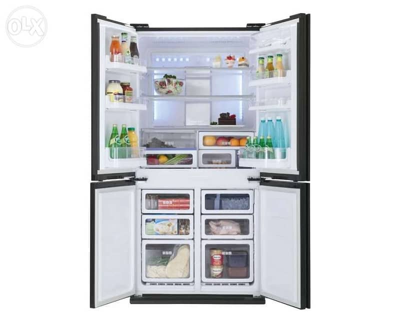 SHARP Refrigerator Digital No Frost 600 Liter, 4 Glass Doors In Black 1