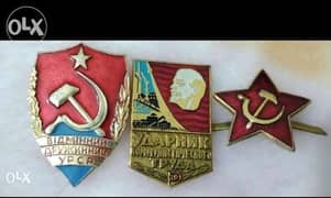 Set of Three USSR Memorial pins the Soveit Star the Soveit Sheild 0