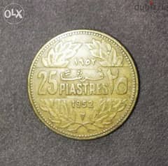25 piastres lebanon 1952 0