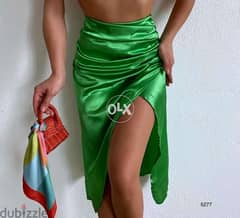 Green satin skirt 0