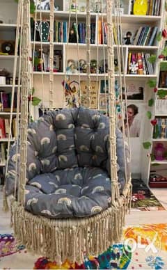 Macrame Knitting Round Swing Hammock 75x160x75cm MKR-001 مرجوحة 0