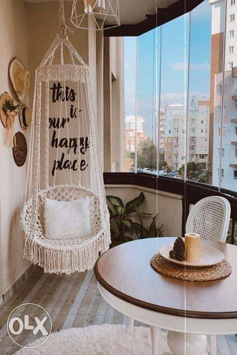 Macrame Knitting Round Swing Hammock 75x160x75cm MKR-001 مرجوحة 3