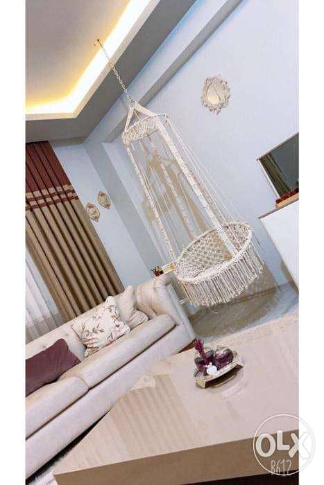 Macrame Knitting Round Swing Hammock 75x160x75cm MKR-001 مرجوحة 5