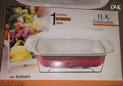 kitchenware with burner, casserole rectangulare, 2000ml