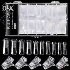 DELFINO Poly Gel Quick Building Nail Tips Clip, with 100 Pcs Nail Moul