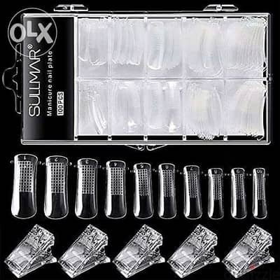 DELFINO Poly Gel Quick Building Nail Tips Clip, with 100 Pcs Nail Moul