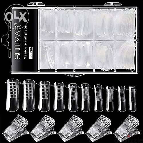 DELFINO Poly Gel Quick Building Nail Tips Clip, with 100 Pcs Nail Moul 0