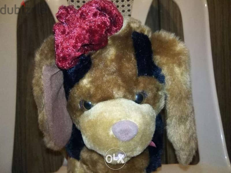 DOG LIGHT BROWN with hat large height 30Cm great cute as new plush=12$ 5