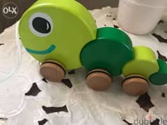 pull toy wooden worm