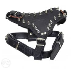 Leather Spiked Harness Collar 0