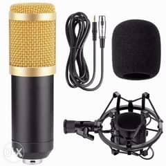 studio recording microphone with cable and windscreen