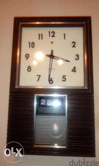 vintage national transistor wall clock + date japanese- hourly bell 0