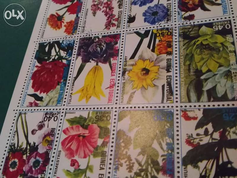 Equatorial flowers 16 different stamps block 2