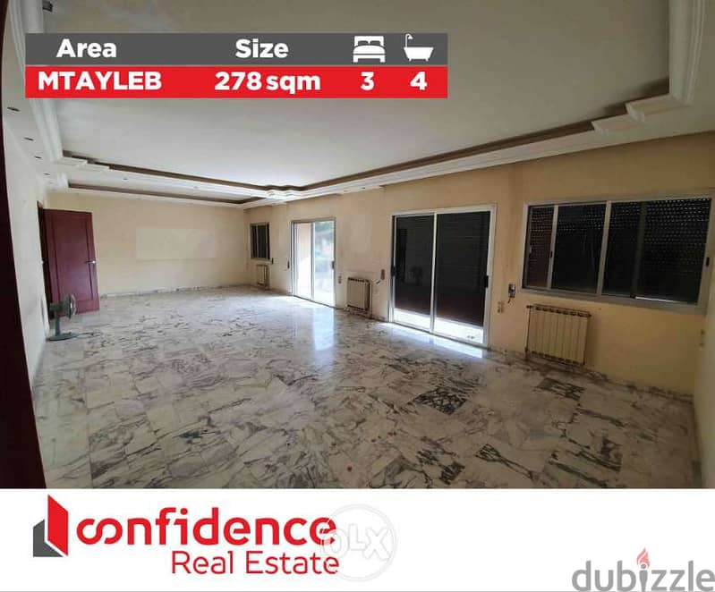 $629/sqm for 278 SQM apartment with Terrace in Mtayleb REF#KH60141 0