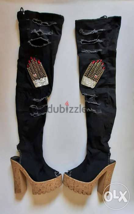 Denim black high heels 0