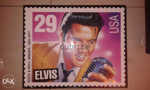 elvis presley stamp style wall photo 50*40cm on wooden plate