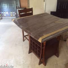 Bar table solid wood with 4 chairss
