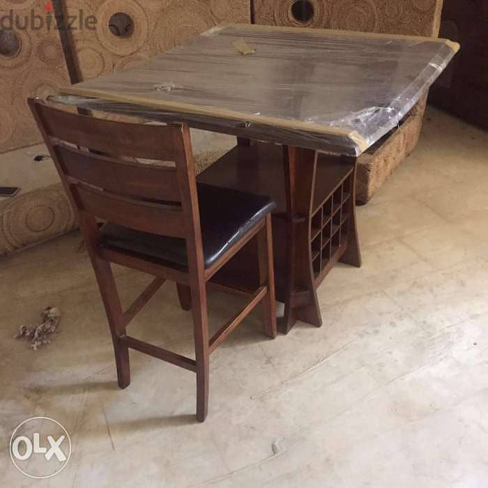 Bar table solid wood with 4 chairss 1