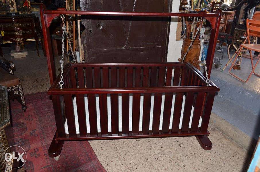 antique baby bed solid wood 0