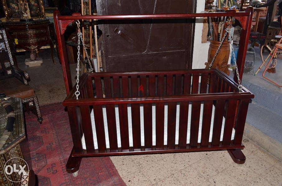 antique baby bed solid wood 1