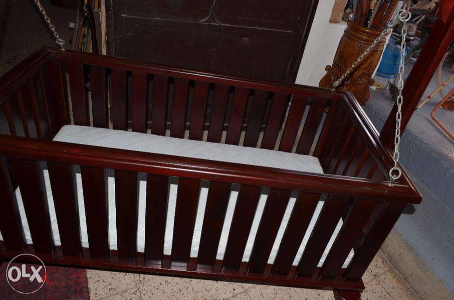 antique baby bed solid wood 5