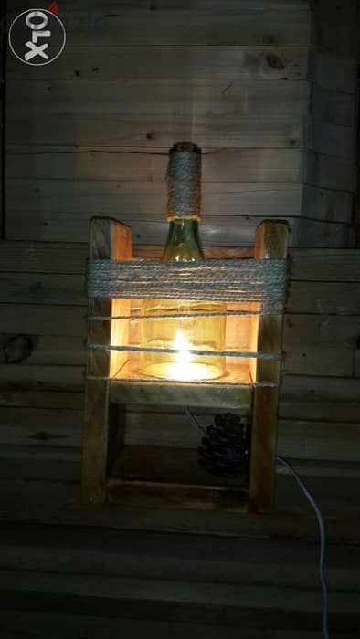 Handmade creative green bottle light