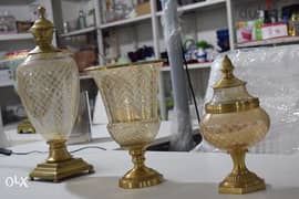 set of vases from crystal and copper 0