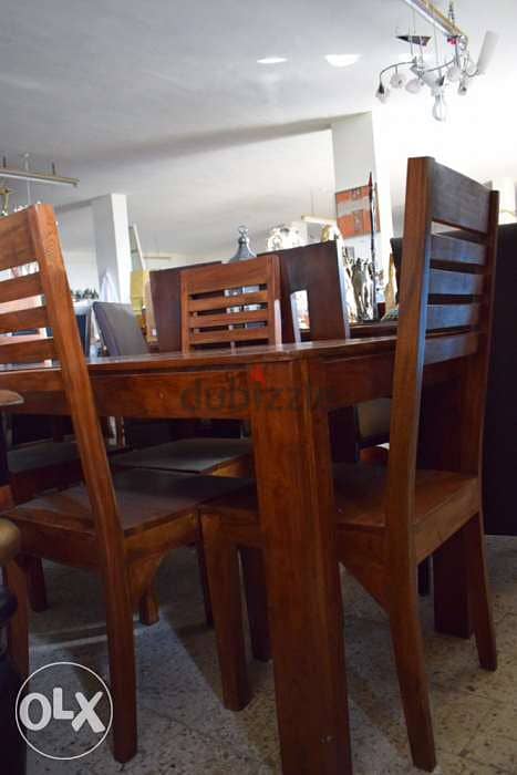 solid wood tek table with chairs 0