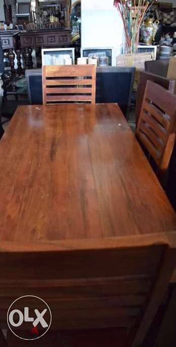solid wood tek table with chairs 1