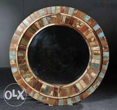 solid wood colorful mirror
