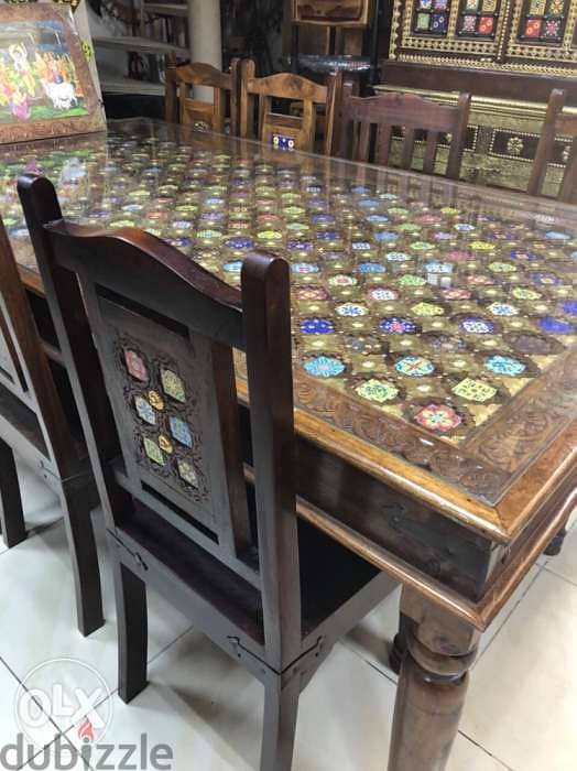 solid wood teak dining table with ceramic with dersoir and mirror 2