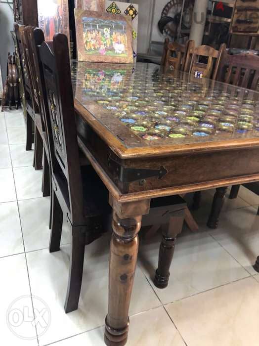 solid wood teak dining table with ceramic with dersoir and mirror 3
