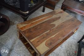 solid wood teak table with shelf down