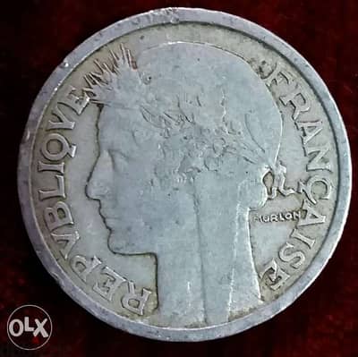 2 French Francs. Morlon Franc year 1958 Beaumont le Roger Aluminum