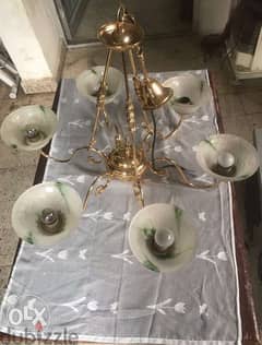 chandelier 6 lamps gold plated