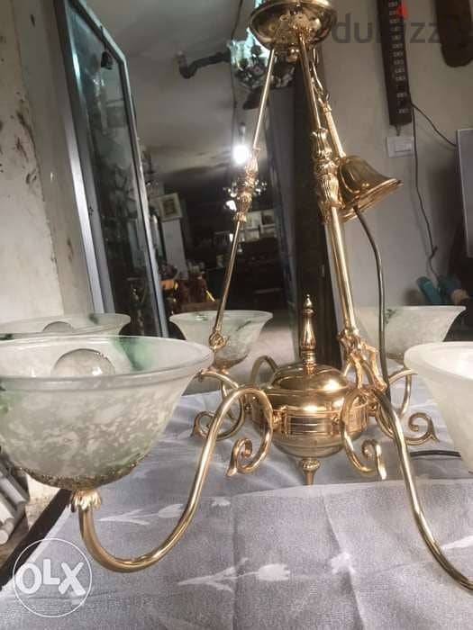 chandelier 6 lamps gold plated 1