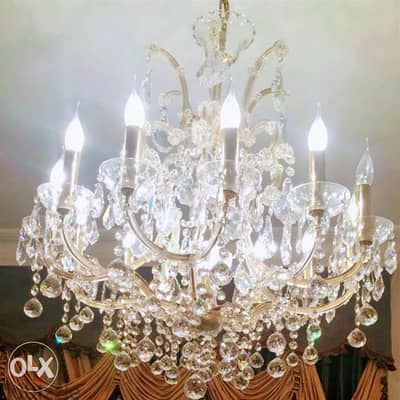 Chandelier ترية ثرية كرستال ماري تيريز تشيكي اصلي قديم حجم كبير تصفيه