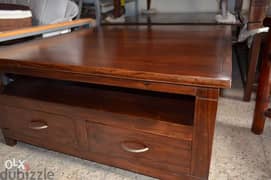 solid teak table with drawers