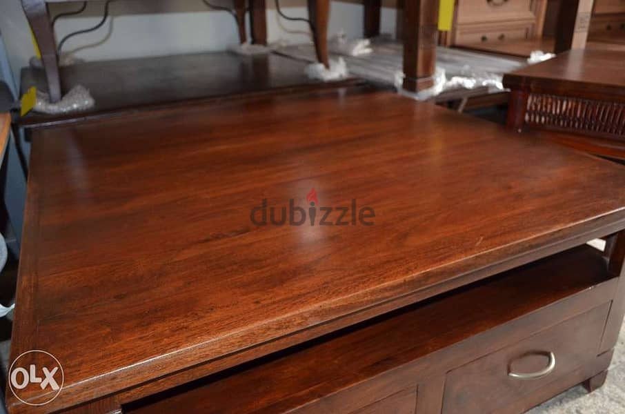 solid teak table with drawers 2