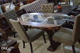 dining table solid wood with 4 chairs cabetoneh 0
