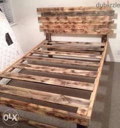 Rustic wood bed old style تخت خشب موديل قديم 0