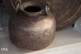 heavy copper jar engraved antique fatimyeh 0