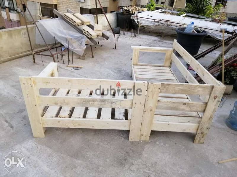 Outdoor wood corner furniture L style زاوية خشب خارجي وداخلي 3