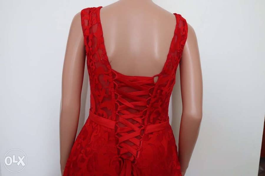 evening dress red short and tall 1